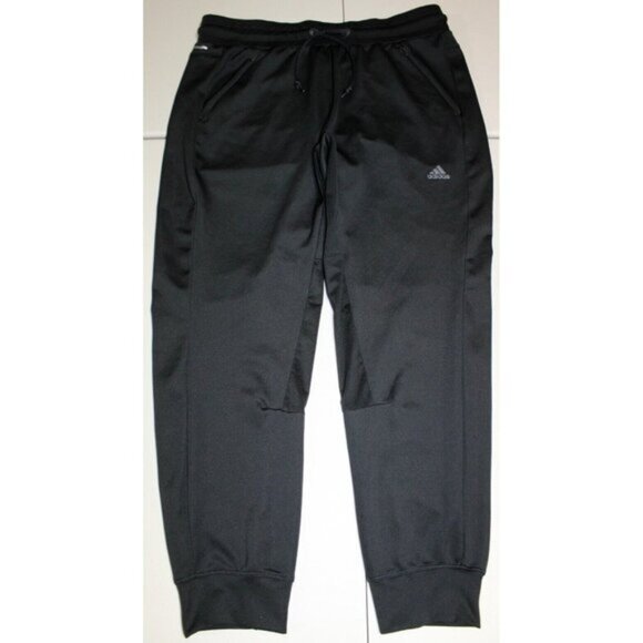 Womens Adidas Climalite Athletic High Rise Pants Large Black Running Pockets - Picture 1 of 6